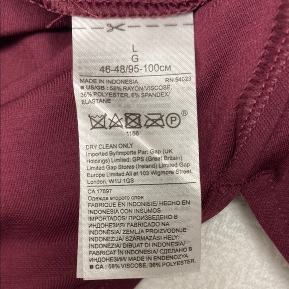 Banana Republic Burgundy Dress Long Sleeve Side Cinch Side Slit Stretch Large - Picture 12 of 12